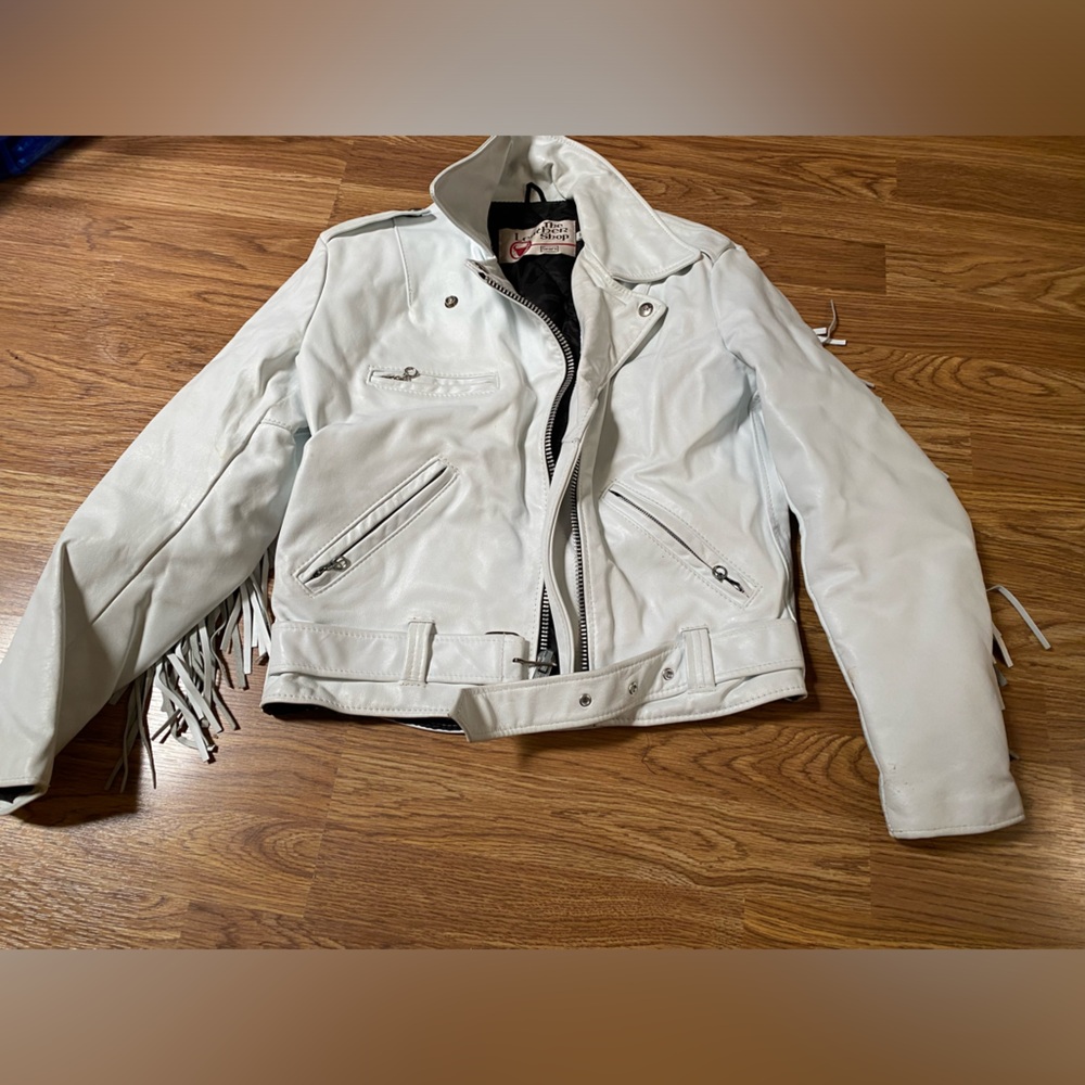 White Leather Fringe Jacket